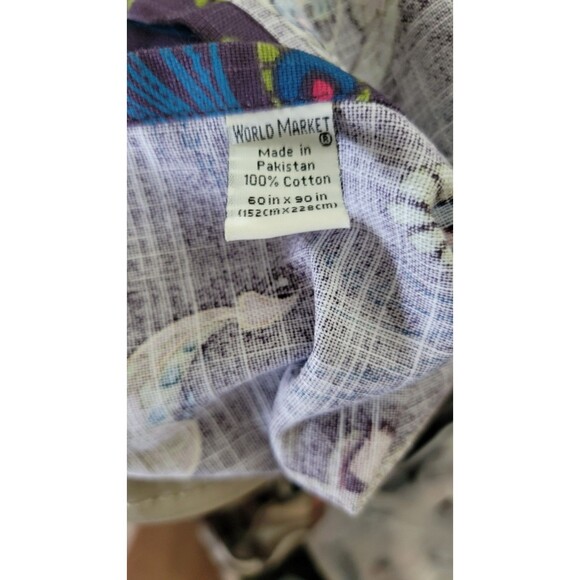 World Market 60x90 Tablecloth Rectangle Pakistan 100% Cotton Boho Purple Blue - Picture 10 of 10